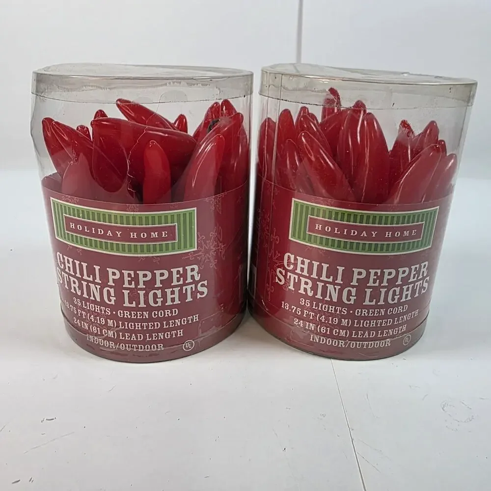 CHILI Peppers String Lights 13.75 ft Set of 2 Cinco de Mayo Mexican Fiesta Party